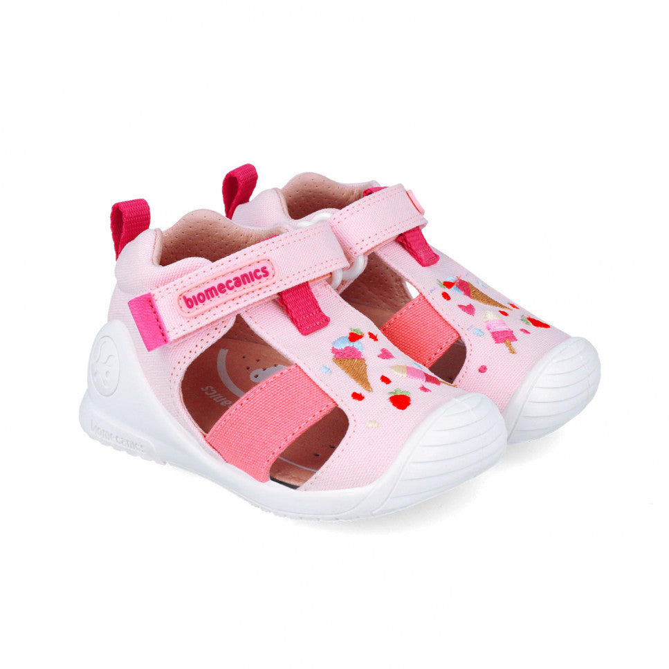 Biomecanics sandale fete din panza 18-24 Pique Rosa cu inghetata