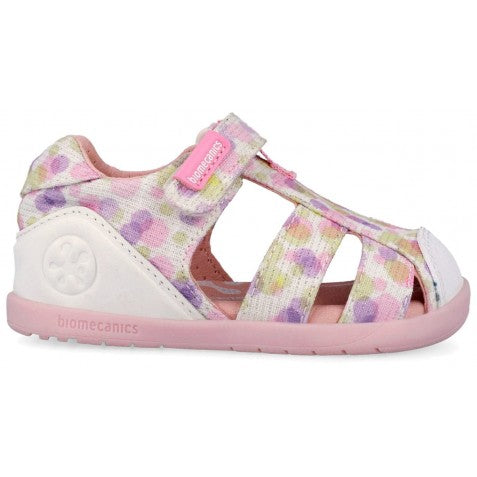 Biomecanics sandale fete din panza BAREFOOT 19-26 Lurex Blanco cu buline Imagine secundară a produsului