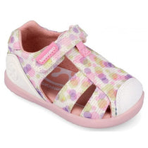 Biomecanics sandale fete din panza BAREFOOT 19-26 Lurex Blanco cu buline