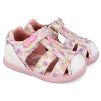 Biomecanics sandale fete din panza BAREFOOT 19-26 Lurex Blanco cu buline
