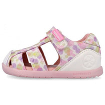 Biomecanics sandale fete din panza BAREFOOT 19-26 Lurex Blanco cu buline