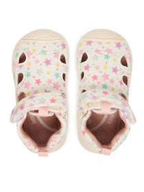 Biomecanics sandale fete Barefoot din panza canvas 18-24 Lurex Blanco cu stelute