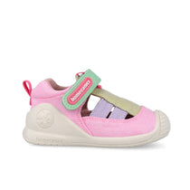 Biomecanics sandale fete Barefoot din panza canvas 18-24 Lurex Fucsia