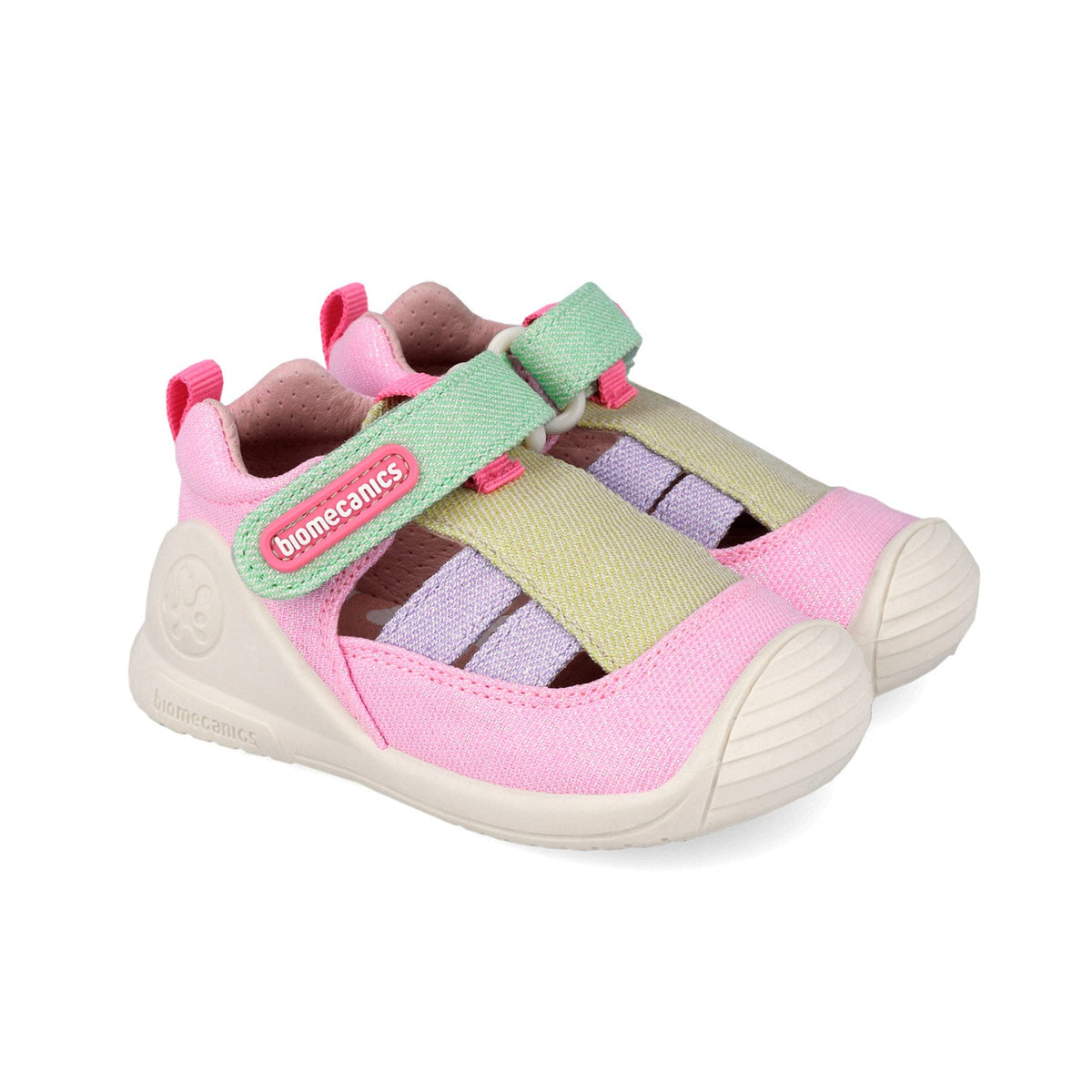 Biomecanics sandale fete Barefoot din panza canvas 18-24 Lurex Fucsia Imagine principală a produsului