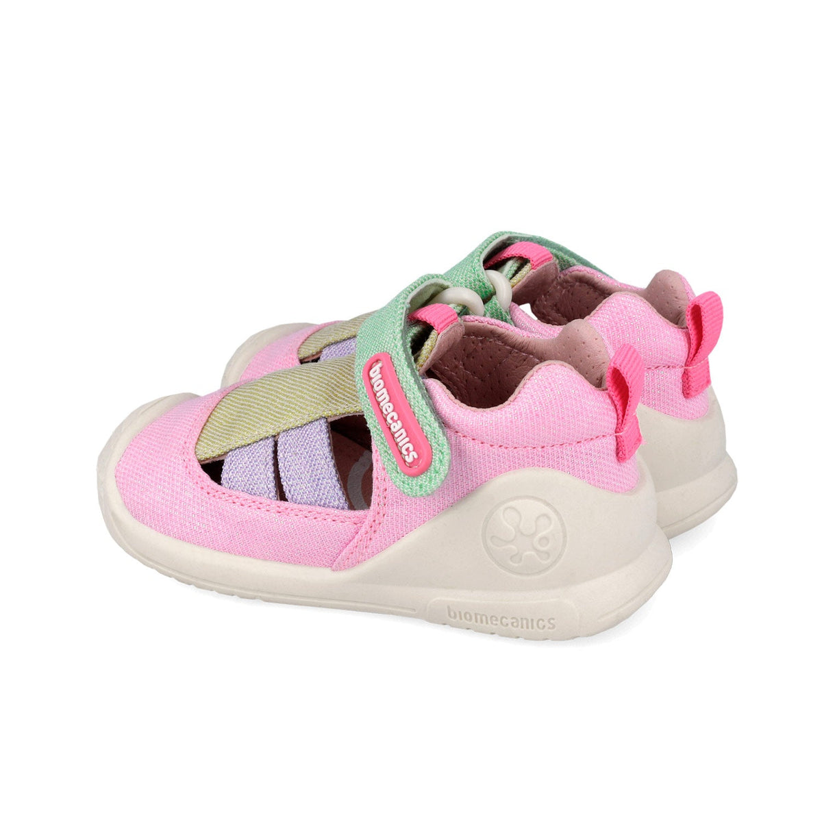 Biomecanics sandale fete Barefoot din panza canvas 18-24 Lurex Fucsia