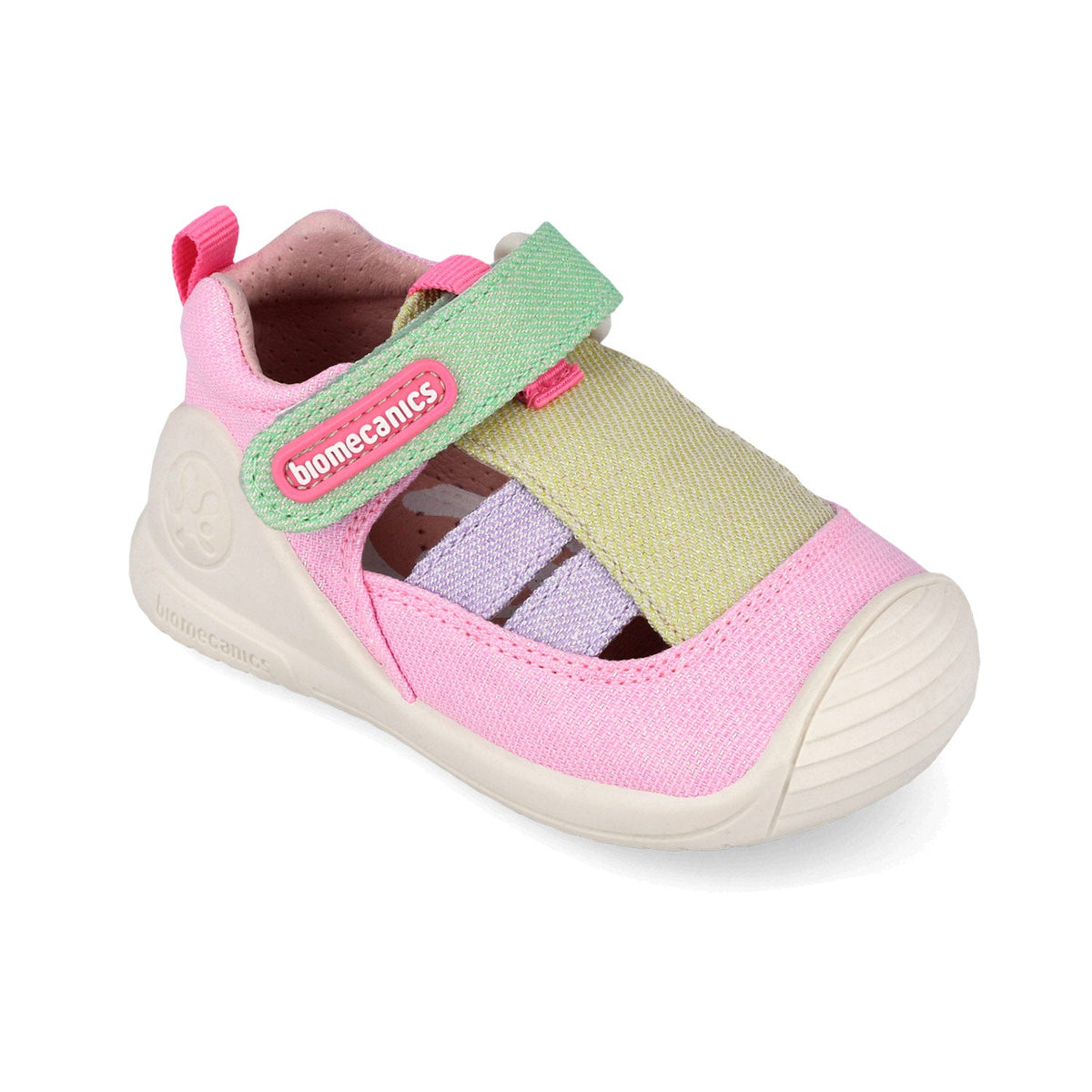 Biomecanics sandale fete Barefoot din panza canvas 18-24 Lurex Fucsia