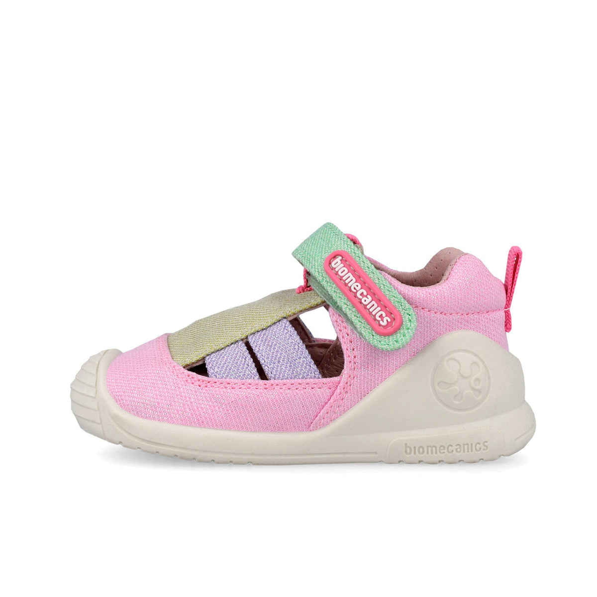 Biomecanics sandale fete Barefoot din panza canvas 18-24 Lurex Fucsia
