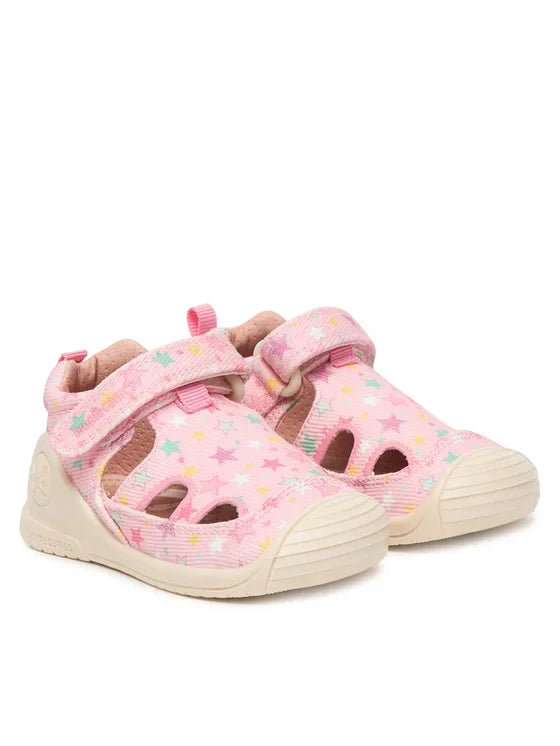 Biomecanics sandale fete din panza canvas 18-24 Lurex Rosa cu stelute Imagine principală a produsului