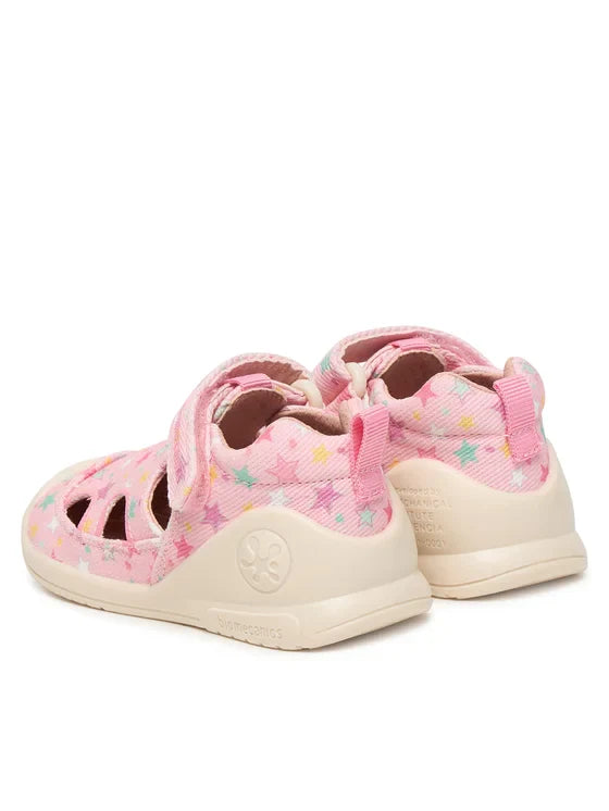 Biomecanics sandale fete din panza canvas 18-24 Lurex Rosa cu stelute
