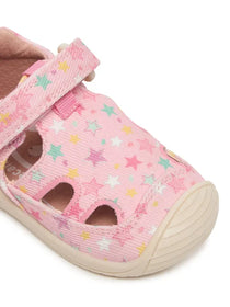 Biomecanics sandale fete din panza canvas 18-24 Lurex Rosa cu stelute