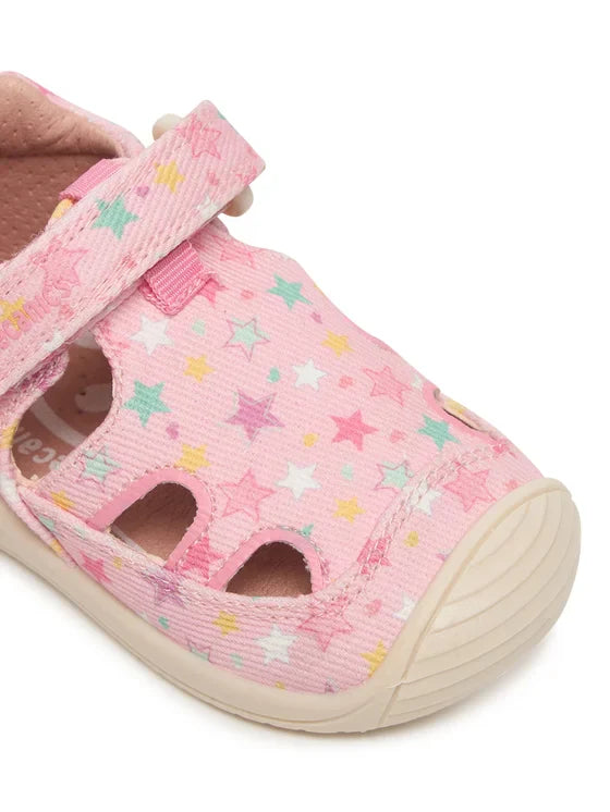 Biomecanics sandale fete din panza canvas 18-24 Lurex Rosa cu stelute