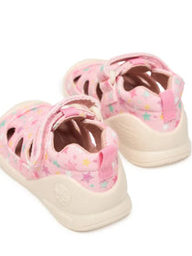 Biomecanics sandale fete din panza canvas 18-24 Lurex Rosa cu stelute