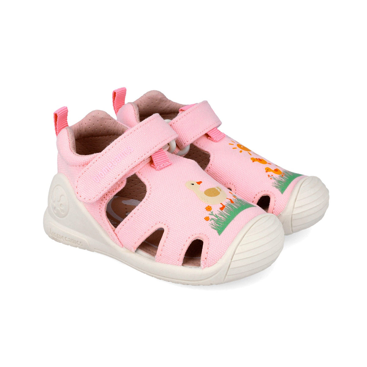 Biomecanics sandale fete din panza canvas 18-24 Pique rosa cu gasca