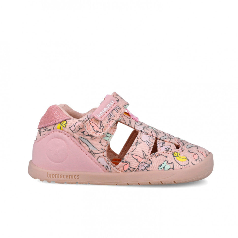 Biomecanics sandale fete din panza Primii Pasi 19-22 Pique Rosa