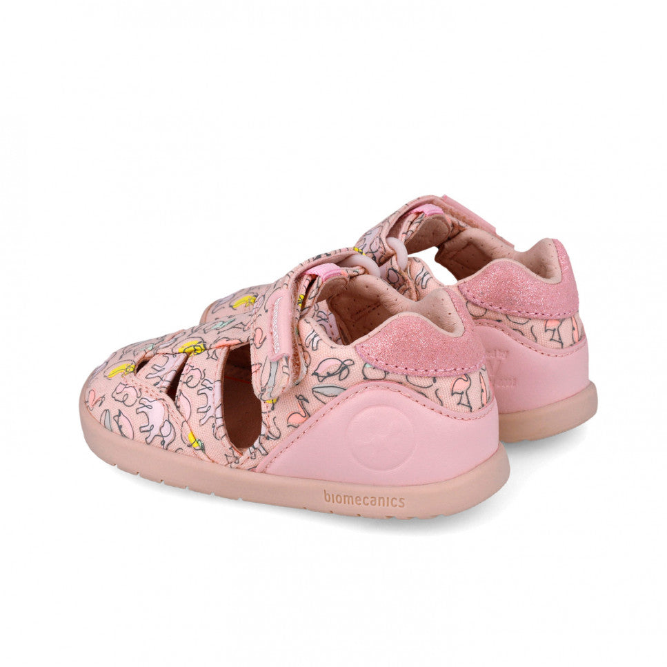 Biomecanics sandale fete din panza Primii Pasi 19-22 Pique Rosa