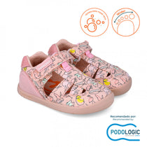 Biomecanics sandale fete din panza Primii Pasi 19-22 Pique Rosa