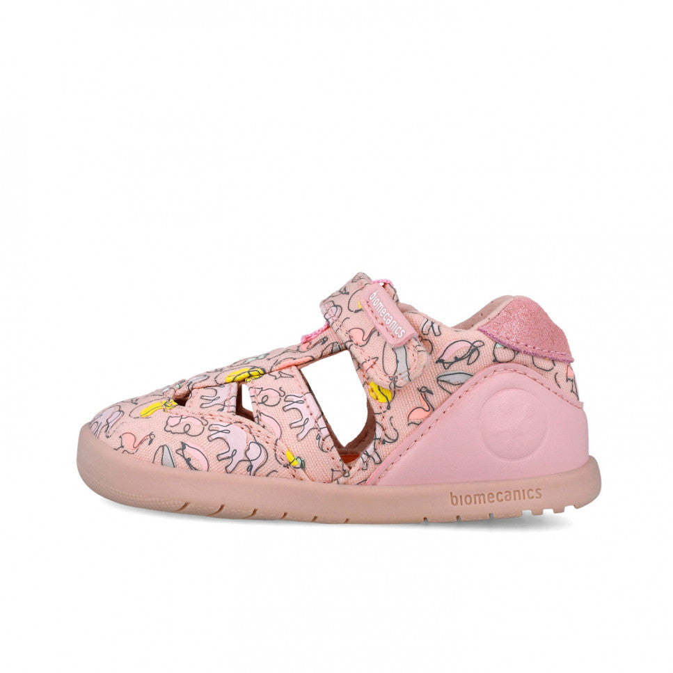 Biomecanics sandale fete din panza Primii Pasi 19-22 Pique Rosa