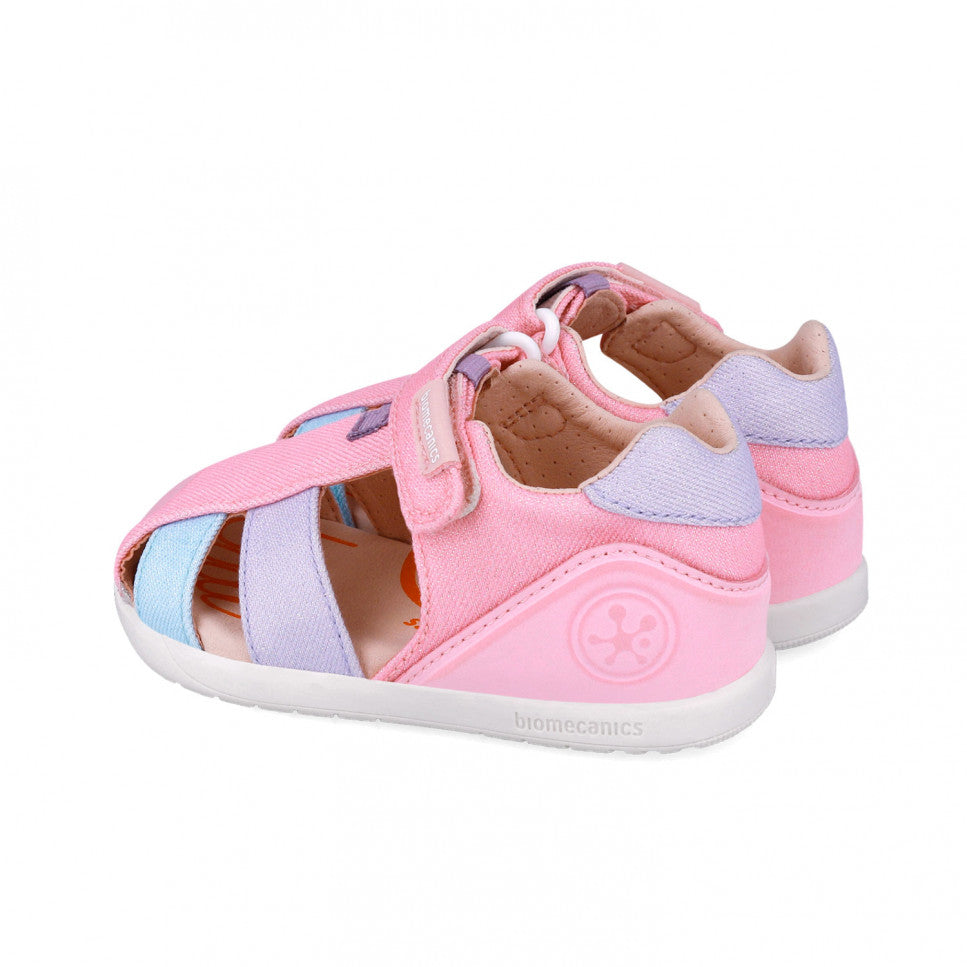 Biomecanics sandale fete din panza Primii Pasi 19-24 Lurex Lila