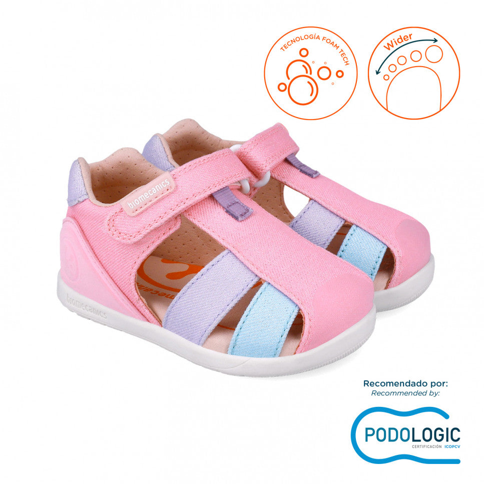 Biomecanics sandale fete din panza Primii Pasi 24-26 Lurex Lila Imagine principală a produsului