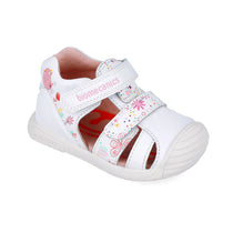 Biomecanics sandale fete Primii pasi 18-24 Napa Blanco cu floricele