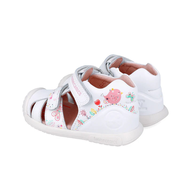 Biomecanics sandale fete Primii pasi 18-24 Napa Blanco cu floricele