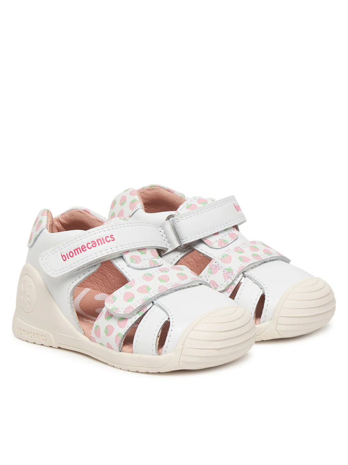 Biomecanics sandale fete Primii Pasi 18-25 Napa Blanco cu capsune