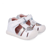 Biomecanics sandale fete Primii Pasi 18-25 Napa Blanco y Plata cu pestisor