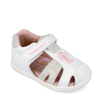 Biomecanics sandale fete Barefoot Primii Pasi cu varf protejat 19-26 Napa Blanco cu catel