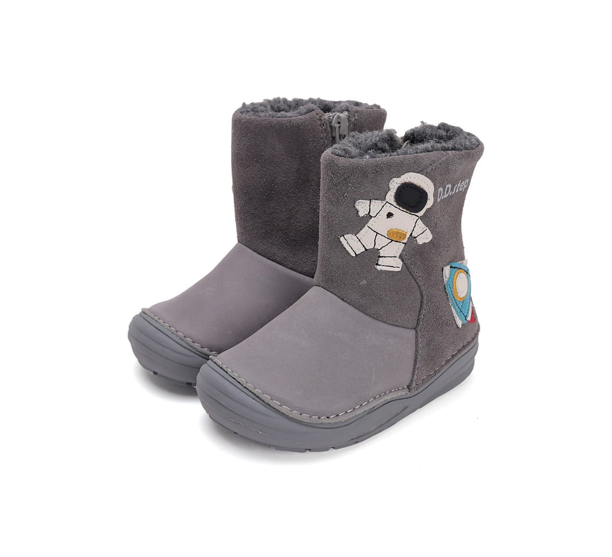 D.D.Step cizme baieti imblanite 20-25 Dark Grey cu cosmonaut