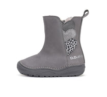D.D.Step cizme fete imblanite 20-25 Drak Grey cu inimioare