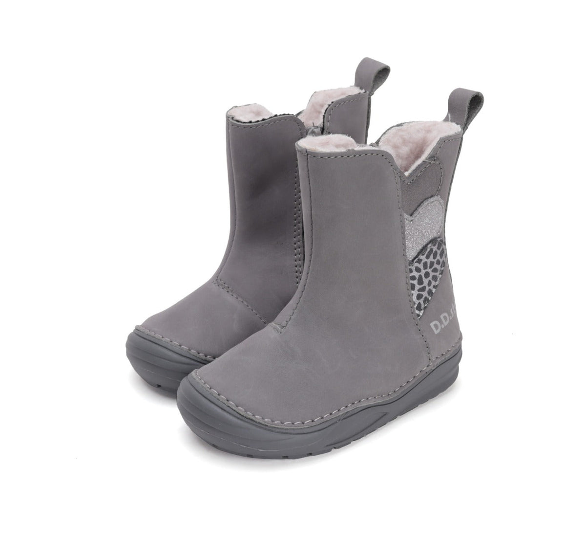 D.D.Step cizme fete imblanite 20-25 Drak Grey cu inimioare Imagine principală a produsului