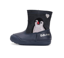 D.D.Step cizme fete imblanite Primii Pasi 20-25 Royal Blue cu pinguin