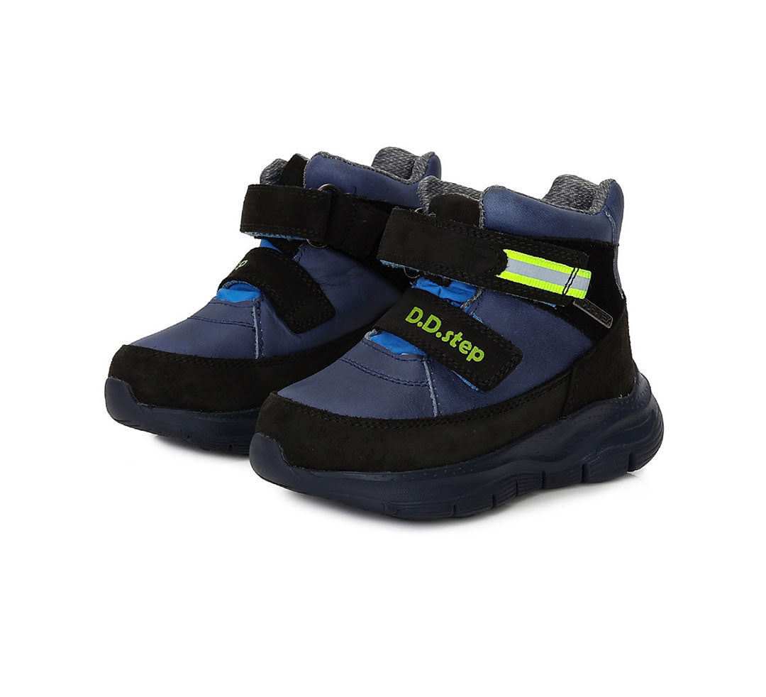 D.D.Step ghete baieti Aqua-Tex 30-35 Royal Blue cu verde neon