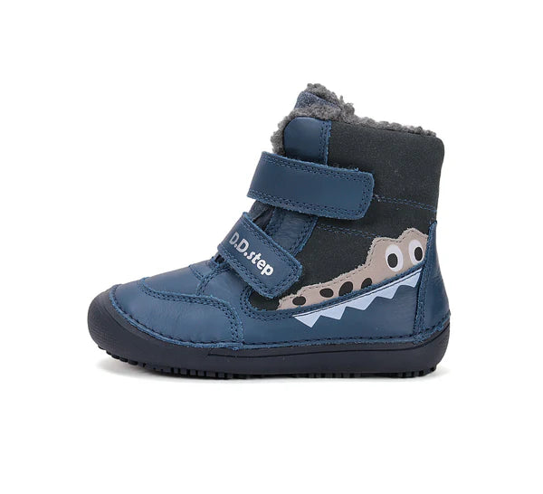 D.D.Step ghete baieti Barefoot captusite 25-30 Bermuda Blue cu crocodil Imagine secundară a produsului