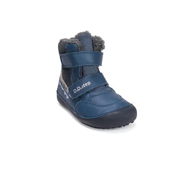 D.D.Step ghete baieti Barefoot captusite 25-30 Bermuda Blue cu crocodil