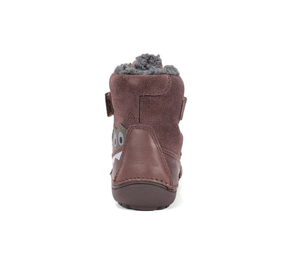 D.D.Step ghete baieti Barefoot captusite 25-30 Chocolate cu crocodil