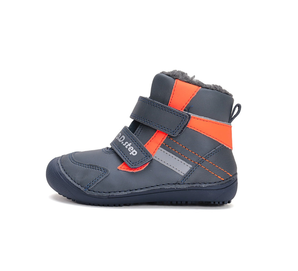 D.D.Step ghete baieti Barefoot captusite 25-30 Royal Blue cu portocaliu