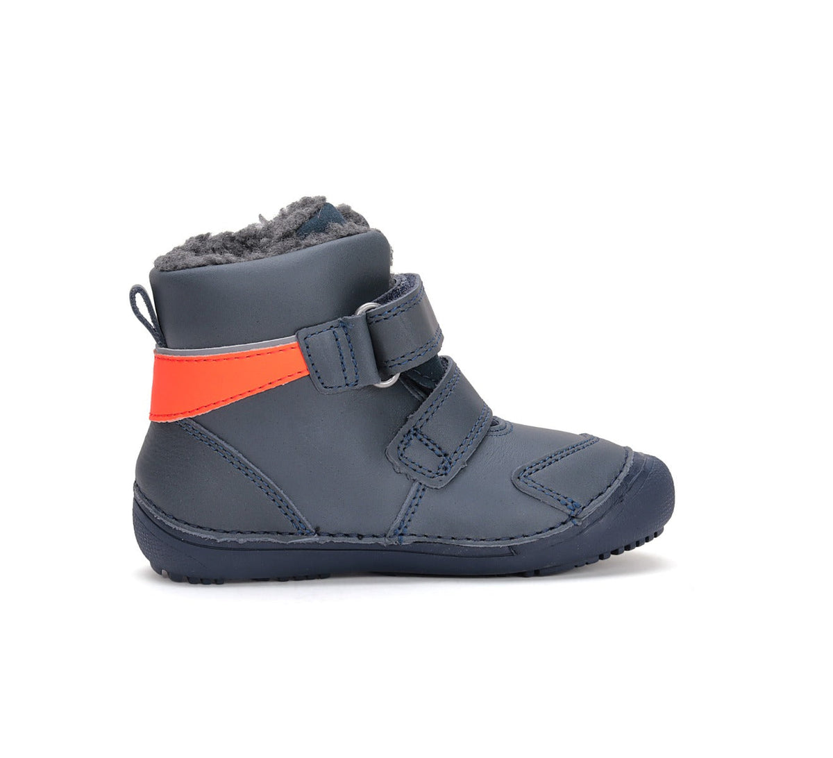 D.D.Step ghete baieti Barefoot captusite 31-36 Royal Blue cu portocaliu