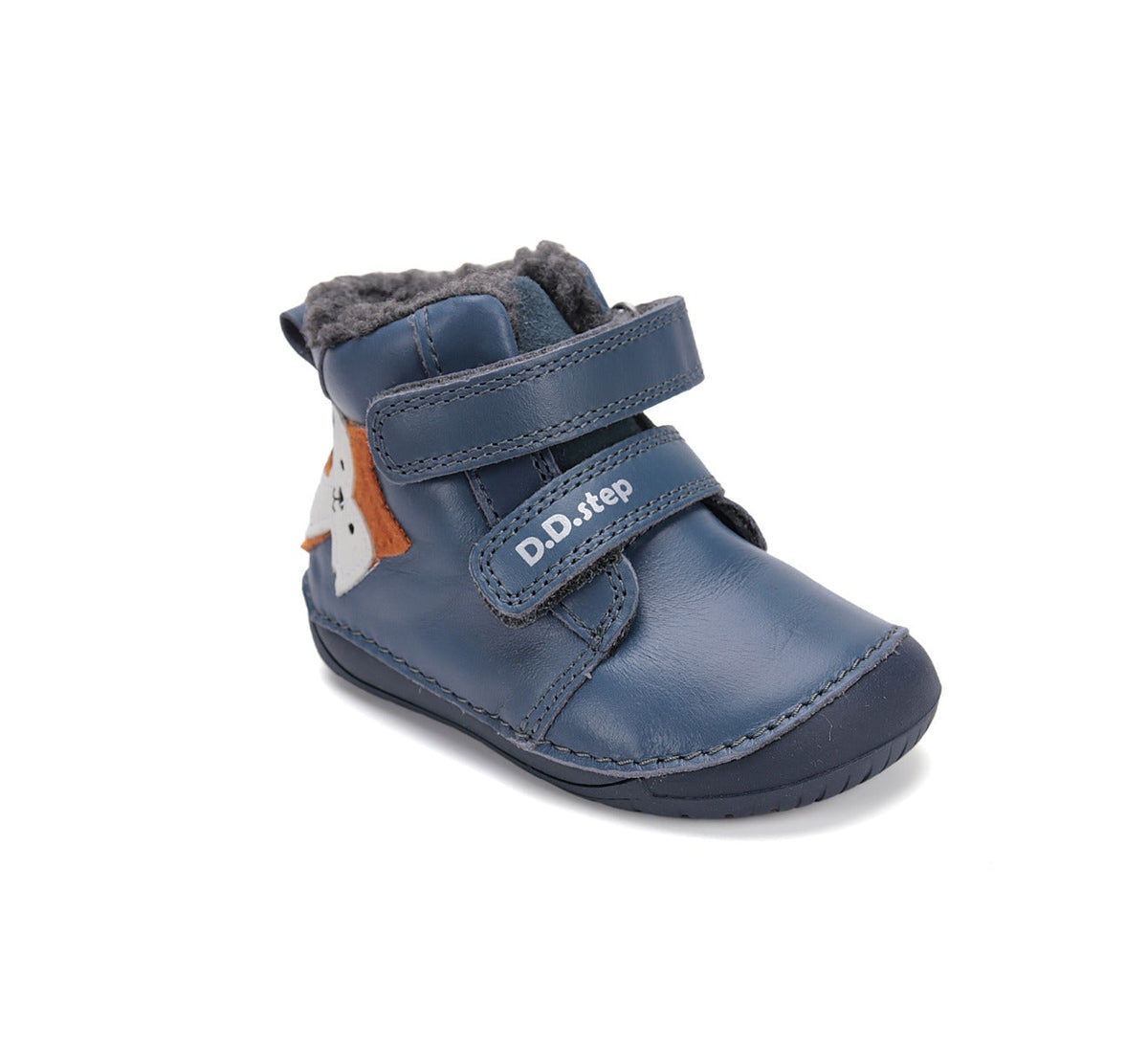 D.D.Step ghete baieti Barefoot imblanite 20-25 Bermuda Blue cu raton
