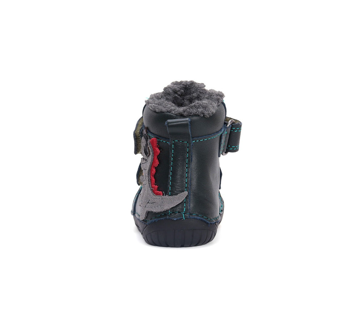D.D.Step ghete baieti Barefoot imblanite 20-25 Emerald cu dino
