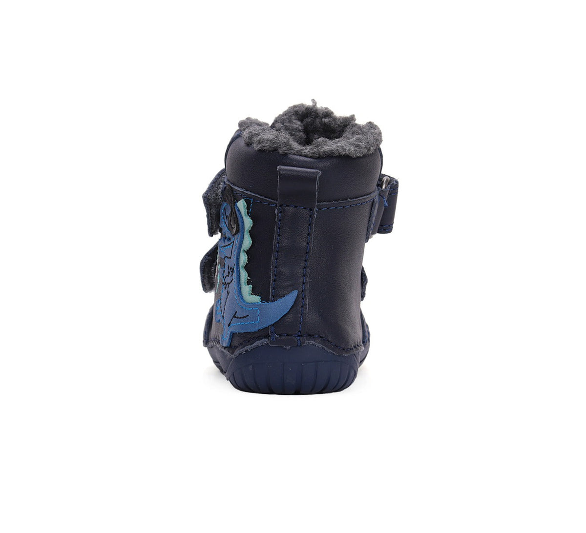 D.D.Step ghete baieti Barefoot imblanite 20-25 Royal Blue cu dino