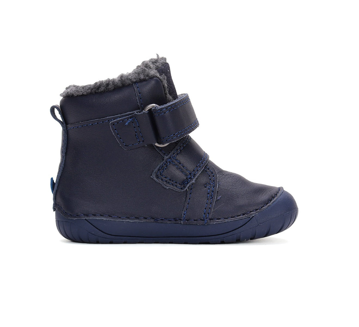 D.D.Step ghete baieti Barefoot imblanite 20-25 Royal Blue cu dino