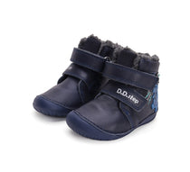D.D.Step ghete baieti Barefoot imblanite 20-25 Royal Blue cu dino