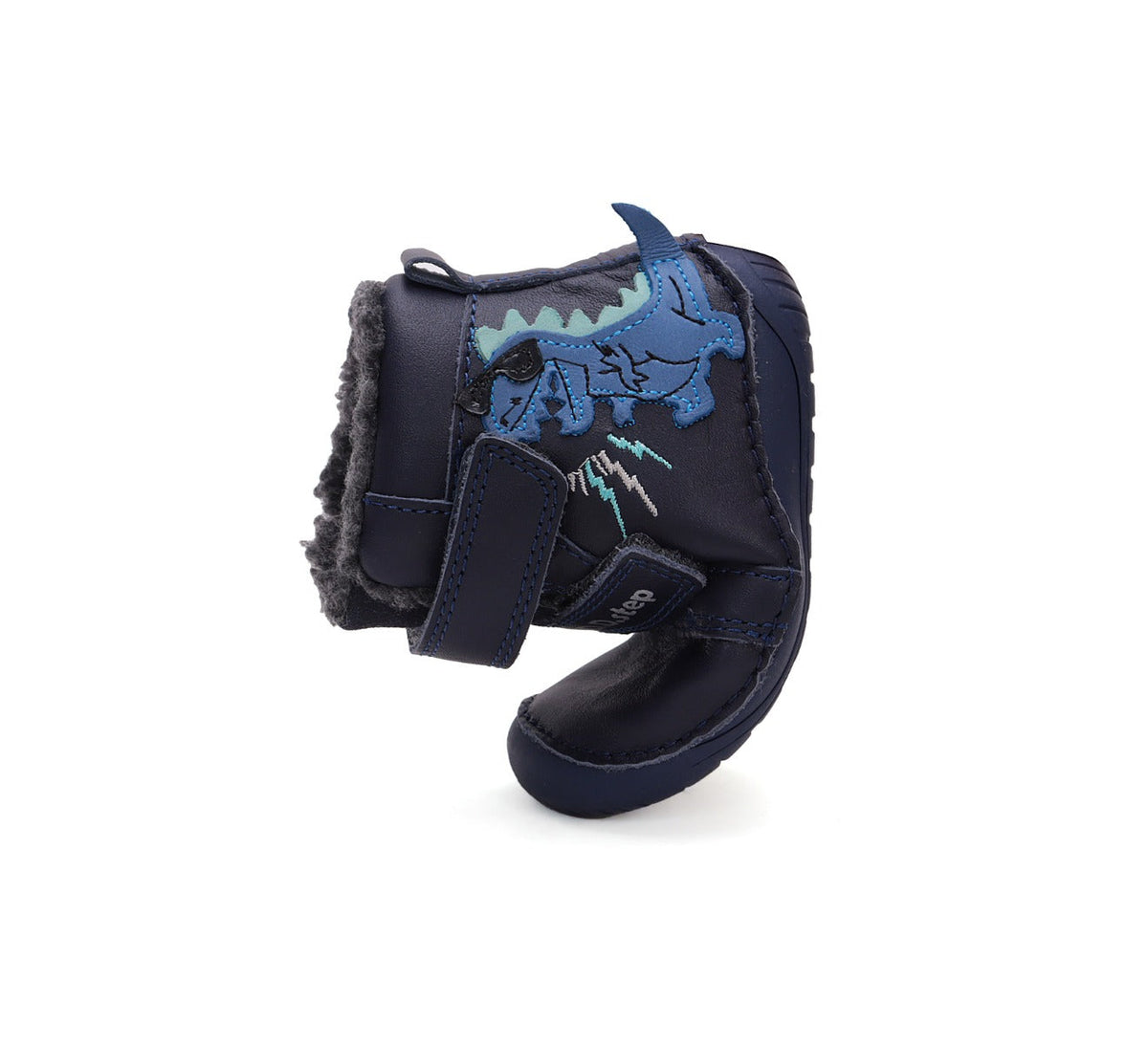 D.D.Step ghete baieti Barefoot imblanite 20-25 Royal Blue cu dino