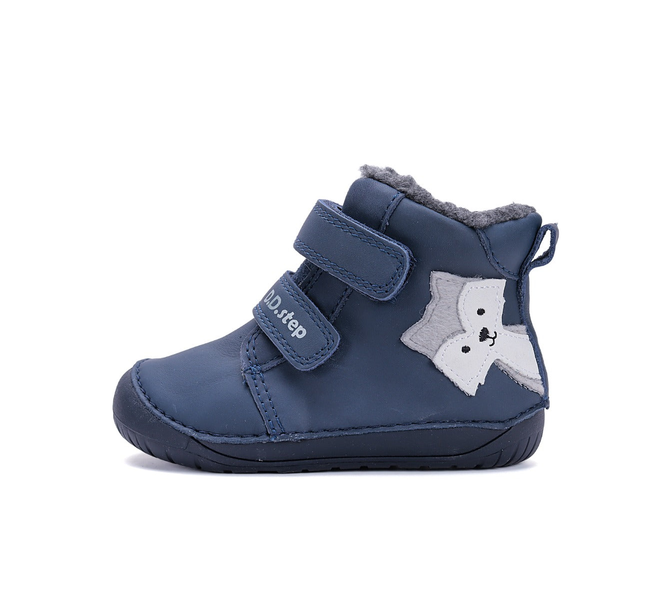 D.D.Step ghete baieti Barefoot imblanite 20-25 Royal Blue cu raton Imagine secundară a produsului