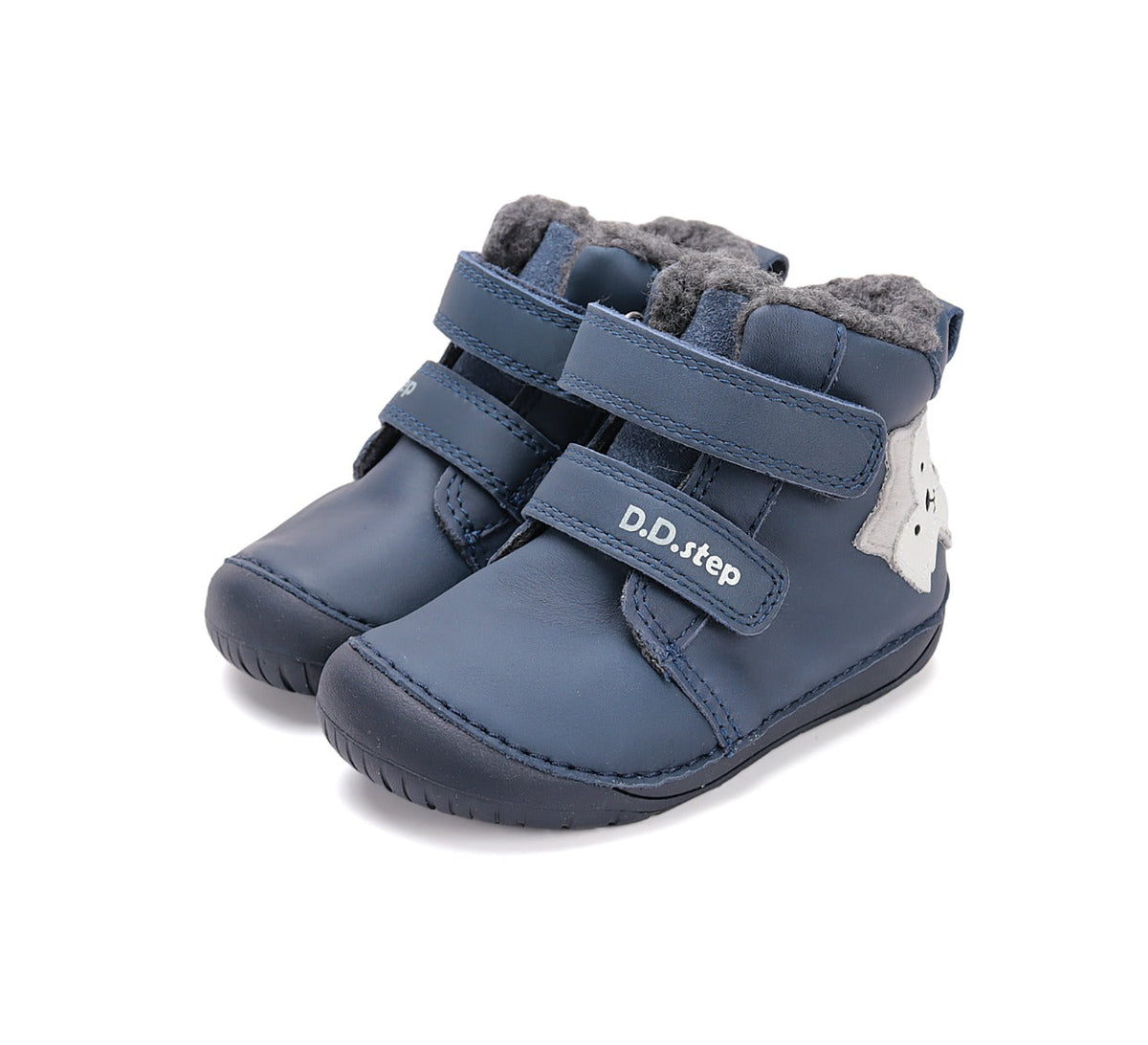 D.D.Step ghete baieti Barefoot imblanite 20-25 Royal Blue cu raton Imagine principală a produsului