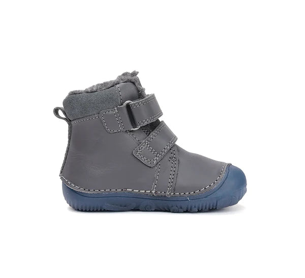 D.D.Step ghete baieti Barefoot imblanite cu talpa fluorescenta 20-25 Dark Grey cu dino