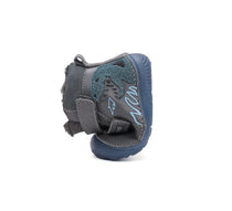 D.D.Step ghete baieti Barefoot imblanite cu talpa fluorescenta 20-25 Dark Grey cu dino