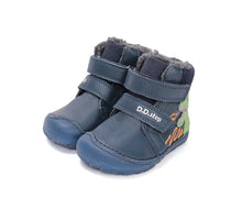 D.D.Step ghete baieti Barefoot imblanite cu talpa fluorescenta 20-25 Royal Blue cu dino