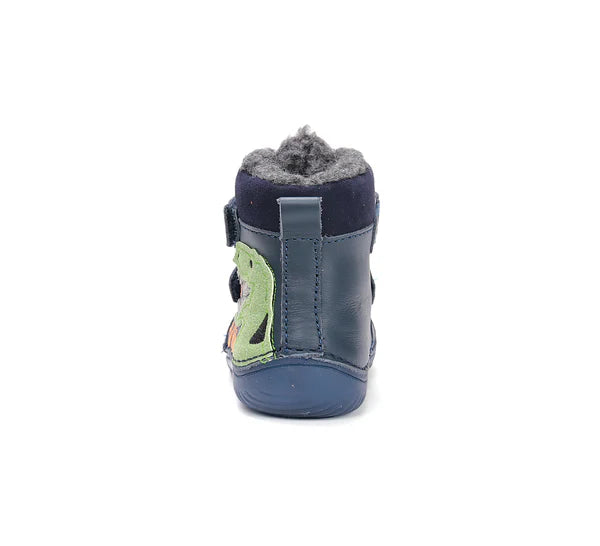D.D.Step ghete baieti Barefoot imblanite cu talpa fluorescenta 20-25 Royal Blue cu dino